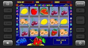 Pantalla de una máquina de frutas con la ventana de símbolos visible